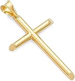 Hollywood Jewelry 14kt Real Yellow Gold Plated Cross Pendant Classic Love Charm Religious Crucifix...