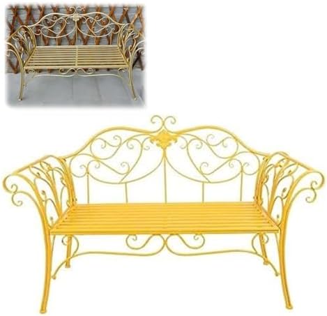 Outdoor Metal Garden Bench, Retro Patio Chair with Backrest & Armrests, Weatherproof for Porch, Lawn & Balcony - Stylish Blue Decor for Backyard Relaxation