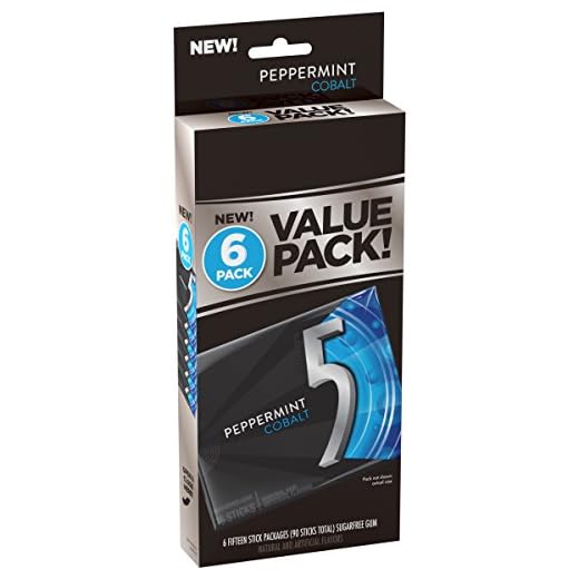5 Sugar Free Gum, Cobalt Peppermint, 6 Count (Pack of 1)