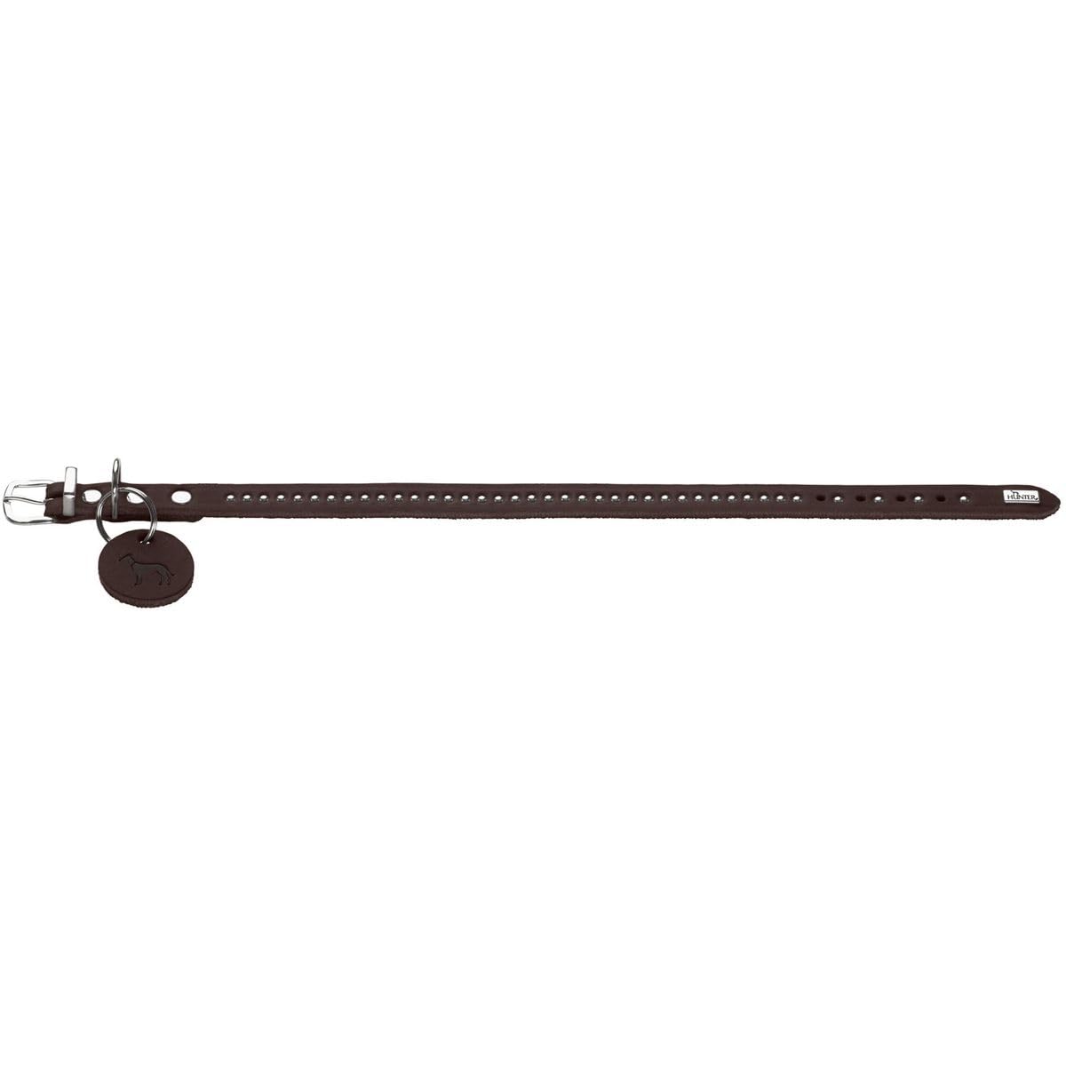 HUNTER Aalborg Style Dog Collar Colour: Dark Brown Greased Full Cowhide Leather Robust Comfortable Stylish Studded Trim Made in Germany Size 32 - Image 3