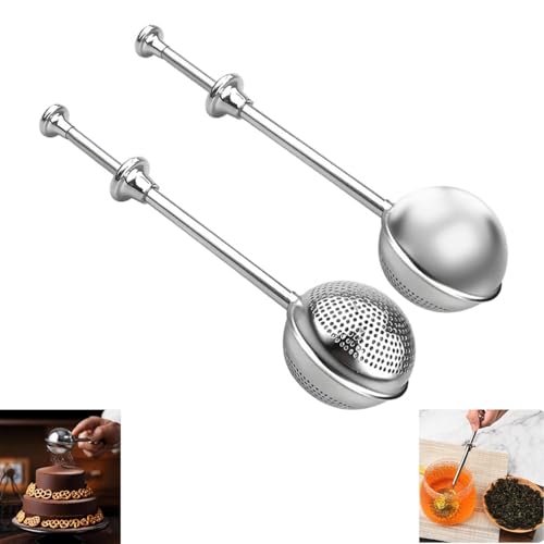 Pinza da tè, 2 pezzi, colino per tè sfuso – Palline da tè con manico telescopico in acciaio inox 304, infusore per tè, pinza da tè, colino per farina, cacao in polvere, farina, spezie, zucchero