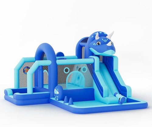 Bounce House Inflatable Dinosaur Bouncer with Slide and Air Blower - Image 8