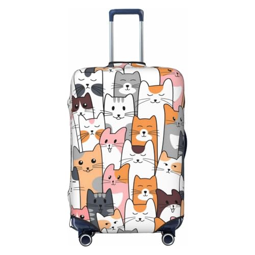 Cute Cat Expression Travel Luggage Cover Fits 18-32 Inch Luggage, Stretchy Suitcase Cover Protector with Concealed Zipper for Wheeled Suitcase Travel Accessories
