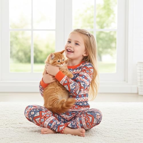 Image of PATPAT Toddler & Kids Pajama Sets with Bamboo Viscose, Snug Fit Pjs for Girls, All-Season Comfort Sleepwear, Ages 2-12 Years