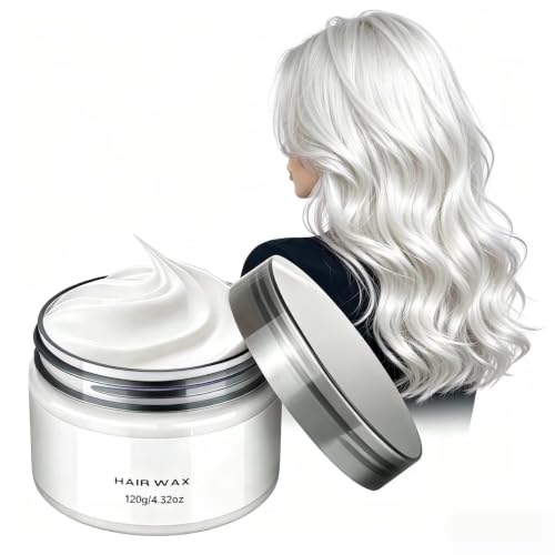 White Temporary Hair Color Wax, Washable Hair Styling Clay for Crazy Hair, Cosplay Party, and Makeup Gifts (4.23 Ounces) for Kids, Men, and Women