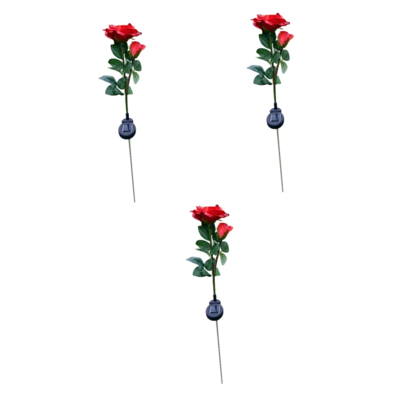 3 Piezas 2 LED decoración al Aire Libre Columna jardín luz Boda al Aire Libre luz Linterna Brillo de Labios Exterior Luces solares Luces solares Flor Rosa lámpara Solar al Aire Libre