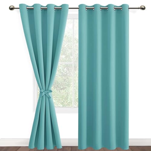 DWCN Blackout Curtains for Bedroom, 52 x 84 inch, Turquoise, Set of 2 Panel