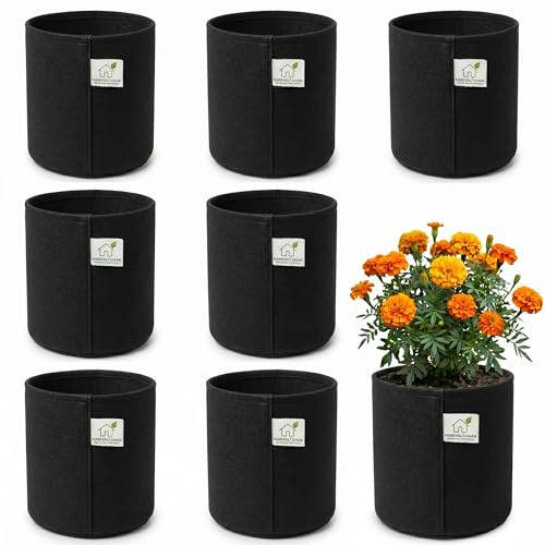 Image of 400 GSM Geo Fabric Round Grow Bags 6x6 Inch, Black Planting Bags for Terrace and Kitchen Gardening Pack of 10