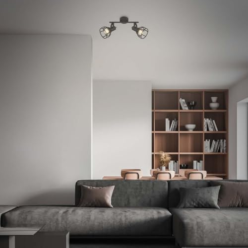 Plafonnier rétro orientable spot de plafond rustique noir - 5