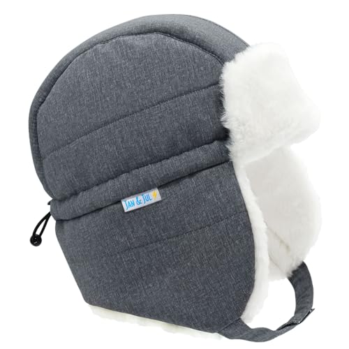 Image of JAN & JUL Waterproof Trapper Hat for Baby and Kids, Insulated Winter Hat with Faux Fur Lining