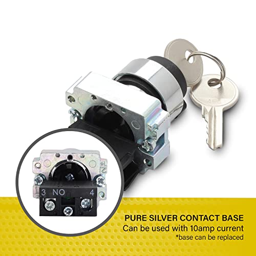 Shopcorp - 2 Position Maintained Selector Rotary Key Switch - Self-Lock Switch, 22Mm Mounting Hole Size, 1No Control Function, 415V Voltage And 10A Contact Current - Xb2-Bg21 Model #TOP4