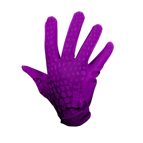 We Ball Sports Hypr-Grip Football Gloves, Men s Sticky Silicone Palm Receiver Gloves, Purple (XXL)