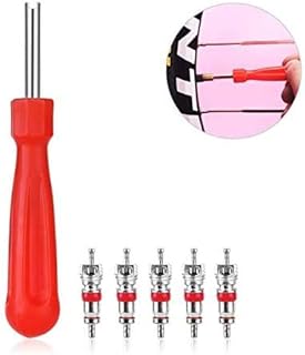 Stainless Steel Tyre Valve Removal Tool Set+5 Schrader Valve Cores For Bike Tools Kit Set; Car Tools; Motorcycle Tool Kit; And Trailer Tyre Tool Set-Quality Valve Core Remover