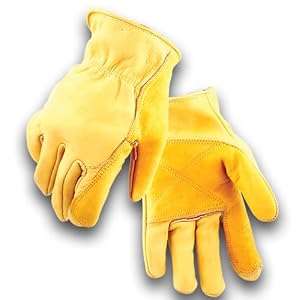 Iron Fencer Leather Work Glove – 207 Large Golden Stag Cowhide Leather Fencing Gloves for Men Heavy Duty Double Palm, Guantes de Trabajo, Ranch, 207L