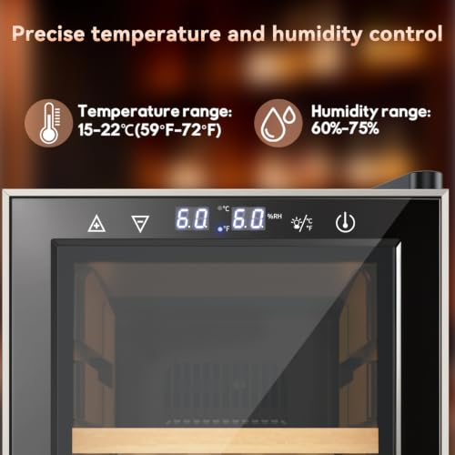 Image of Upgraded 16L Electric Humidor, Thermoelectric Humidor Cabinet with Touchscreen Temp & Humidity Control, Double-Layer Glass Door with Air Circulation System
