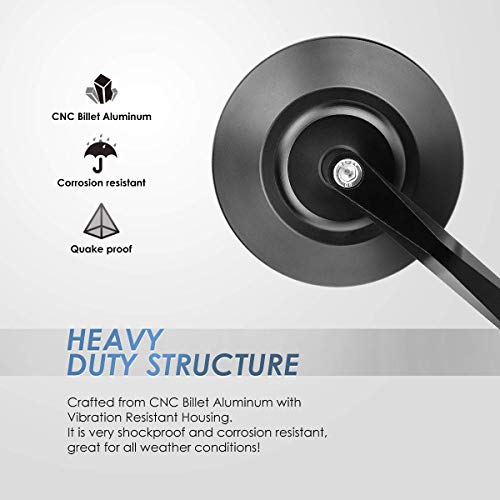 Kemimoto Motorcycle Handlebar Bar End Mirrors, Rearview Mirror Blue Lense Anti Glare Universal 7/8" Handle Round Compatible With Most Motorcycle, E-Bike, Scooters, Atv, Utv #TOP3