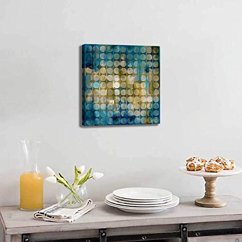 Abstract Blue Wall Art Decoration Dense Circle Picture Modern Canvas Prints Artwork For Bathroom Bedroom Living Room Home Office Decor Size 14X14 #TOP3