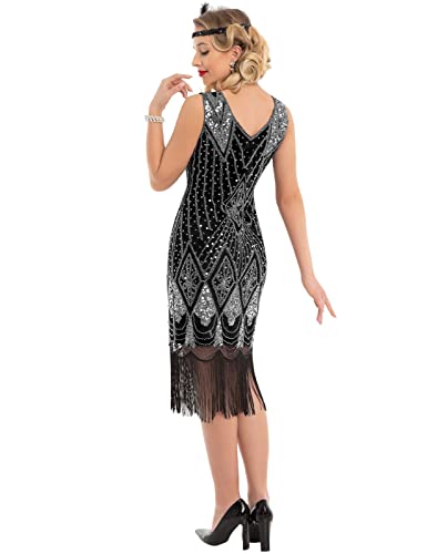 Image of PrettyGuide Women 1920s Gatsby Cocktail Sequin Art Deco Flapper Dress