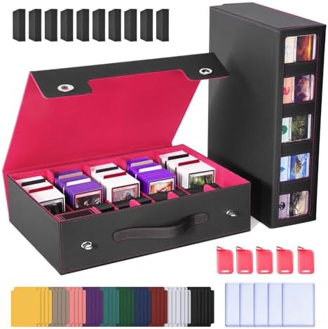 UAONO Sammelkarten-Aufbewahrungsbox für mehr als 3900 Karten, Bulk Card | Kartenfenster, Griff und Verriegelungskarten-Organizer aus Aluminiumlegierung für MTG, PTCG, TCG, Sportkar