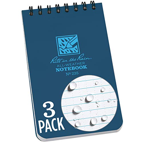 Cahier imperméable Rite in the Rain 235-3X bloc-notes à spirale bleu 3x5