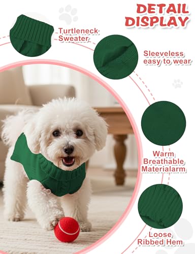 Image of Dog Sweaters for Small Medium Large Dogs Cats, Soft Warm Turtleneck Pullover Solid Cable Knit Fleece Stretch Pet Clothes,Classic Fuzzy Coat for Puppy Girl Boys for Fall Winter Cold Weather