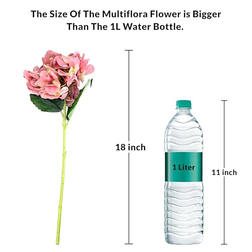 Image of Art Street Artificial Pink Hydrangea Flower Stick for Vases| Faux Flowers| Ideal for Home Decor, Items for Living Room, New Year Decor| 6 Head Flower|Size: 18 Inch (Set of 1)