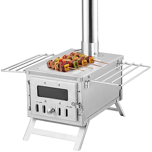 VEVOR Camping Wood Stove Stainless Steel Camping Tent Stove, Portable Wood Burning Stove with Chimney Pipes & Gloves, 640in³Firebox Hot Tent Stove for Outdoor Cooking and Heating with 8 Pipes by VEVOR - Image 4