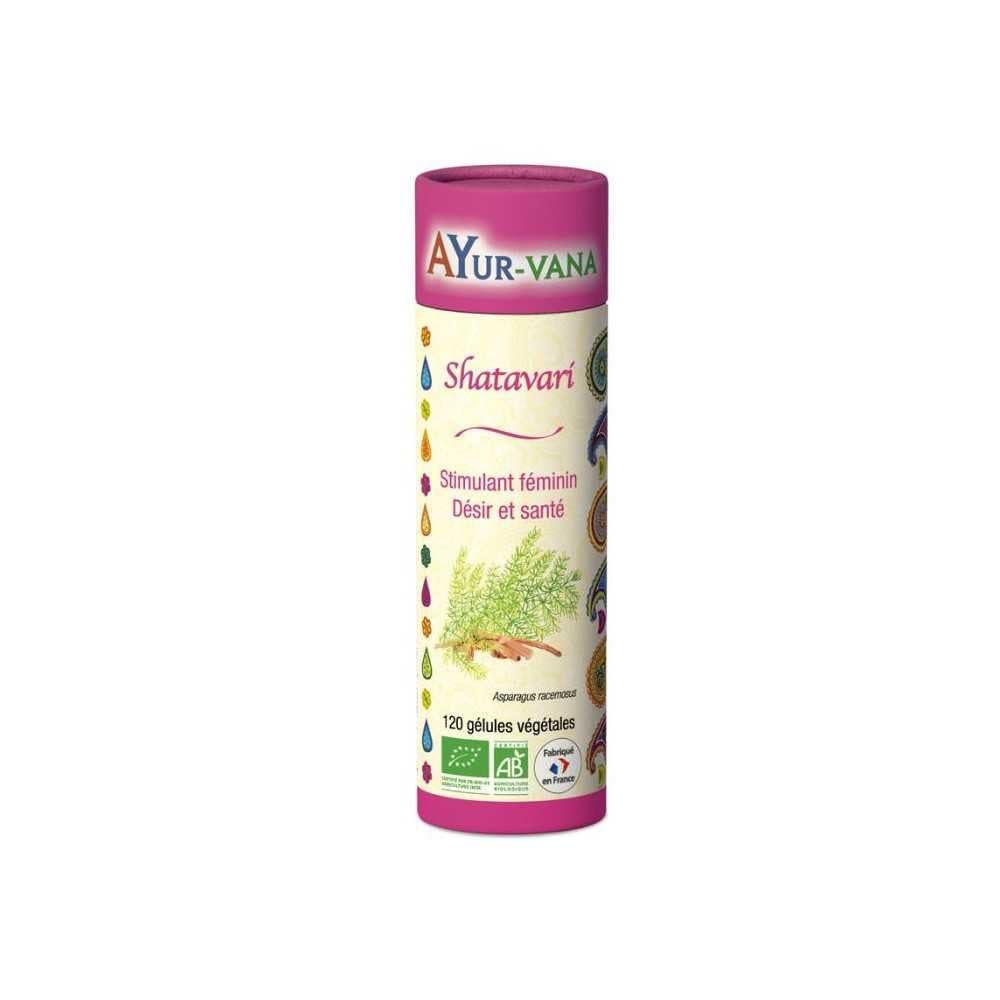 Shatavari bio Ayur-​vana | Aphrodisiaque, stimulant du désir féminin, troubles menstruels, ménopause | 120 gélules végétales certifiées bio par Ecocert