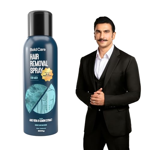 Image of Bold Care Hair Removal spray for men 200 ml - Fast & Painless Body Hair Removal Spray for Smooth Back, Chest, Legs, Arms, underarms with Aloe Vera & Lemon Extract - 1 Pack | hair remover private parts