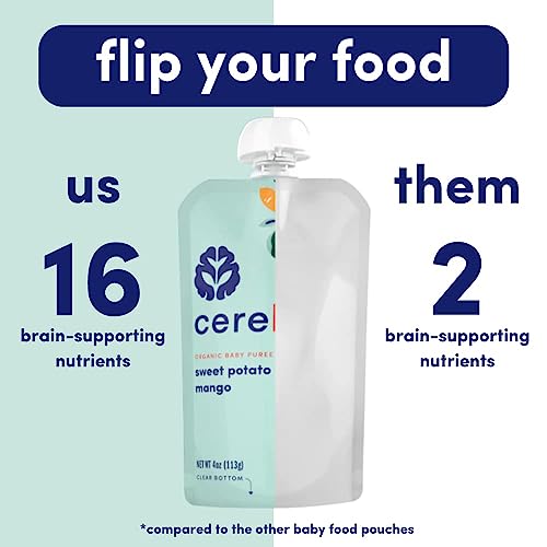 Cerebelly Baby Food Pouches – Sweet Potato Mango (4 Oz, Pack Of 6) - Toddler Snacks - 16 Brain-Supporting Nutrients From Superfoods - Healthy Snacks, Gluten-Free, Bpa-Free, Non-Gmo, No Added Sugar #TOP2