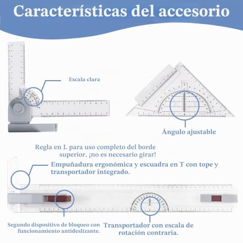 Miniatura 5 de Tablero De Dibujo 51 X 37 Cm, Tablero De Dibujo A3, Dibujo Técnico Multifuncional Con Movimiento Paralelo Y Ángulo Ajustable, Accesorios Para Arquitectos, Ingenieros, Artistas, Estudiantes, Profesores
