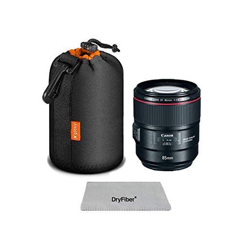 Gloxy Funda para Objetivo fotografico M Bolsillo Funda cilíndrica Bolsa Protectora con cordón, Interior Naranja para Objetivos réflex...