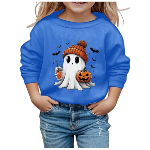 Children's Halloween Cute Little Bats and Pumpkin Printed Round Neck Sweater Autumn Hoodie Sweater for Teen Girl2