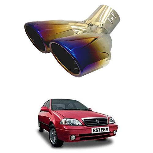 Oshotto Stainless Steel Dual Pipe SS-012 Car Exhaust Muffler Silencer Cover Compatible with Maruti Suzuki Esteem (Multicolor)