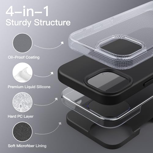 JETech Silicone Case for iPhone 15 Pro Max 6.7-Inch, Silky-Soft Touch Full-Body Protective Phone Case, Shockproof Cover (Black) by JETech - Used condition - Image 3