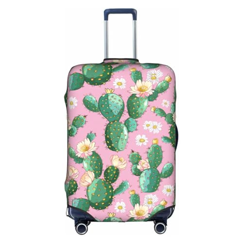 Green Pink Cactus Flower Luggage Cover Washable Suitcase Cover Anti-Scratch Luggage Protector Covers Elastic Suitcase Identify L fits 25-28 Inch Luggage