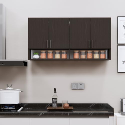 Image of SPECIALITY PANELS 4 Door Modular Wall Mounted Kitchen Cabinet with Organizer Shelf Space Saving Storage Unit Durable Engineered Wood Cupboard for Kitchen Living Room Utility Organizer Furniture