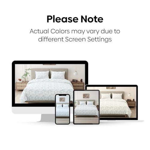 Image of Haus & Kinder Double Bed Bedsheet for Queen Size Bed with 2 Pillow Covers 90 Inch x 100 Inch | Premium Soft & Silky Pure Cotton 300 TC Flat Double Bedsheet | Luna Rose Cream