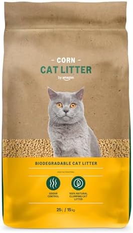 by Amazon, Arena para Gatos Clumping Corn, 25 L (Paquete de 1) (Anteriormen...