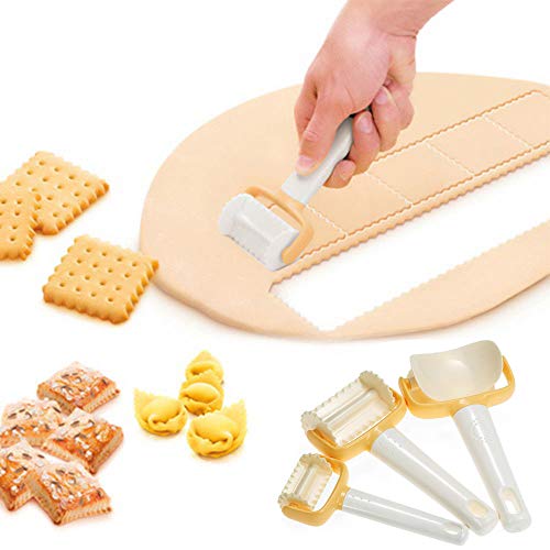 VNEIRW Teigschneider | Teigmesser-3er-Set | Design Ravioli-Ausstecher | Wunderschöne Ravioli Kekse Knödel Former | Umweltschutz Gesundheit (Weiß) Cover