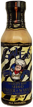 Galeos Miso Award Winning (Pack of 10) Ginger & Wasabi Dressing Marinade Dip Made Fresh & Organic Ingredient, 13 Ounce Bottle