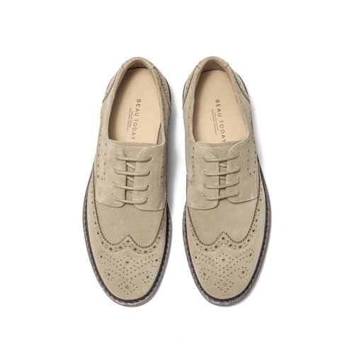 Image of BEAU TODAY Oxford Shoes for Women,Leather Brogue Dress Shoes,Comfort Brethable Ladies Lace-up Handmade Wingtip Shoes for Business Work