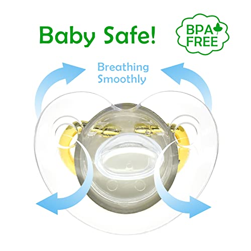 Image of Bling Personalized Baby Pacifier with Pacifier Clips and Anti-dust Cover A-Z 26 Letters(Gold Transparent,V)