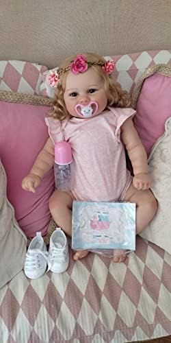 Miniatura 4 de Pinky Reborn Muñecas de bebé Reborn de 24 pulgadas, muñeca recién nacida, tacto suave y sonriente, hecha a mano, ropa de muñeca y botella para niños