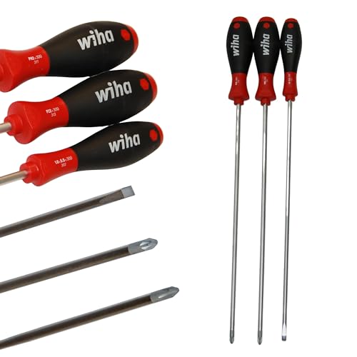 sopomarkt24 Schraubendreher Set extra lang 3tlg. Schraubendreher Schraubenzieher Schlitzschraubendreher Schraubenschlüssel Schraubendreher-Satz Kreuzschlitz PH PZ Schlitz Chrom Vanadium