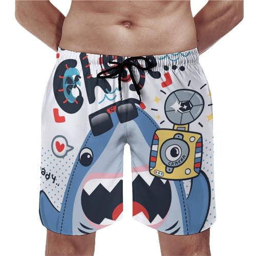 Short de bain homme motif requin original avec textile ultra léger