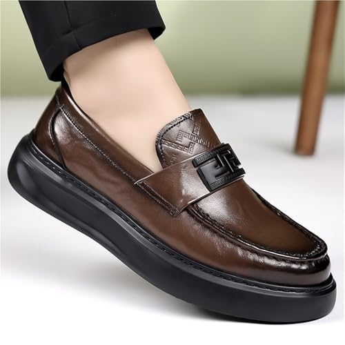Men's Spring Slip-On Loafers Handmade British Style Business Casual Leather Shoes Thick Sole Height Increasing Comfortable Oxfords2