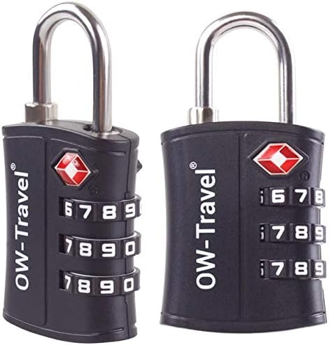 TSA Approved Luggage Locks (1 Pack) OW-Travel ABS 3 Digit Security Padlock, Combination Padlocks, Code Lock for Suitcase, Zipper, Luggage, Bag, Case, Backpack, Gym Locker, Tool Box, Outdoor (Black)