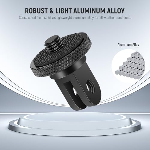 Image of NEEWER Action Camera Tripod Mount Adapter with 1 /4 inch-20 Screw Aluminum Alloy Accessories Compatible with Insta360 X5 X4 X3 GoPro Hero 13 12 DJI Osmo Action 5 Pro 4 3 AKASO APEMAN, GP-81