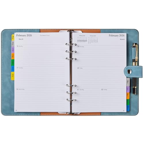 Academic Diary 2025-2026 Week to view A5, Monthly Tabs, Pocket & Pen Loop, Extra Notes Contact, Refillable Weekly & Monthly Planner, Personal Organiser for School Work Family, Aug.25 - Jul.26
